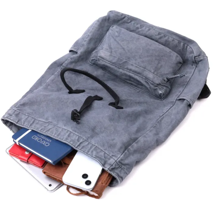 Модний міський рюкзак-мішок унісекс із щільного текстилю Vintage 15076 Сірий