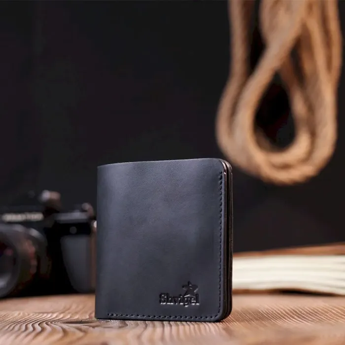 Матове чоловіче портмоне з натуральної шкіри Shvigel 16600 Чорний