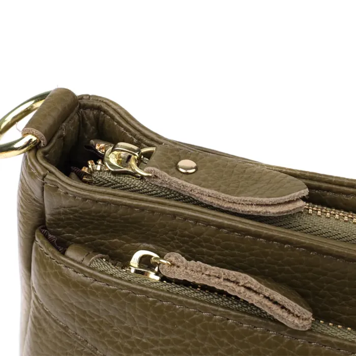 Стильна шкіряна сумка із щільним дном для жінок Vintage 22984 Оливковий