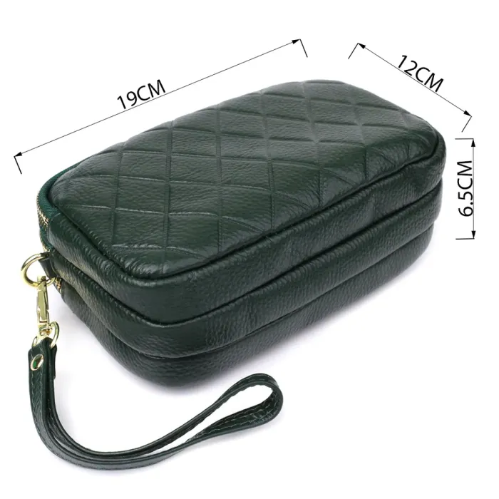 Практична шкіряна сумка на три відділення для жінок Vintage 22893 Зелений