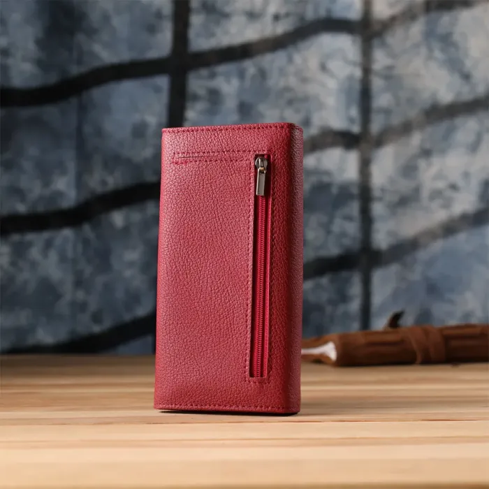 Яскравий вертикальний гаманець із натуральної шкіри ST Leather 23087 Червоний