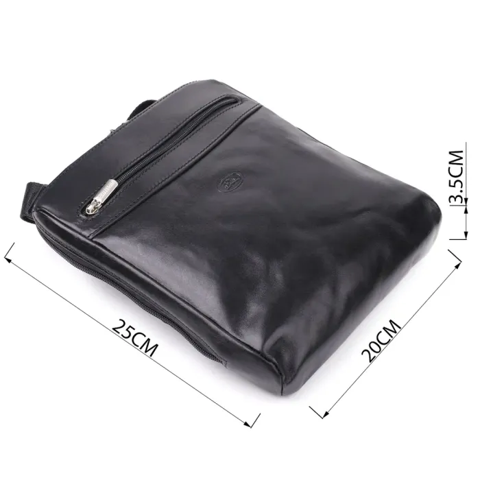 Цікава чоловіча сумка через плече з гладкої натуральної шкіри Tony Perotti 20855_1 (9137-20 nero) Чорний