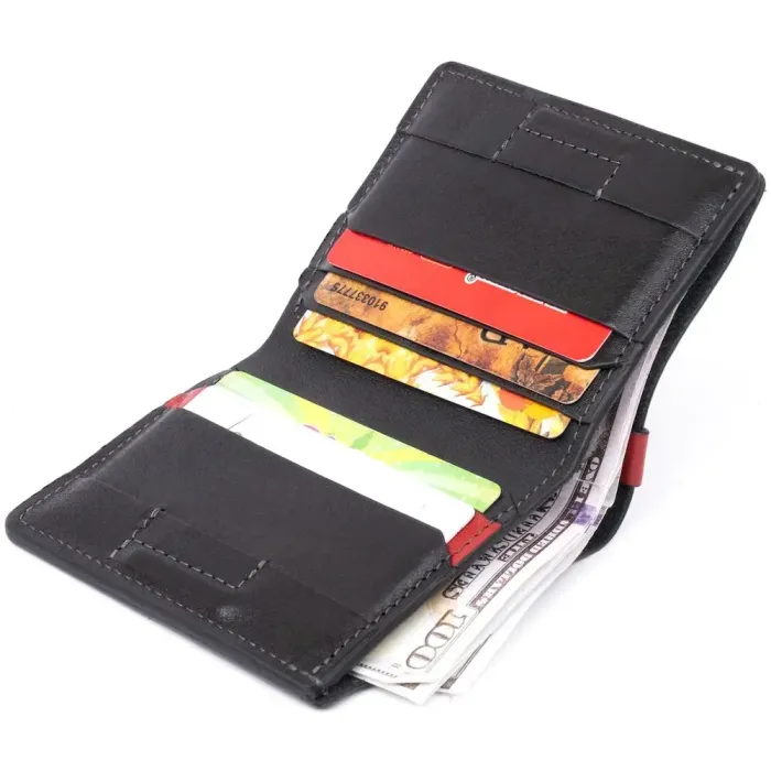  Стильне портмоне-кредитниця комбі в гладкій шкірі GRANDE PELLE 11327 Чорне