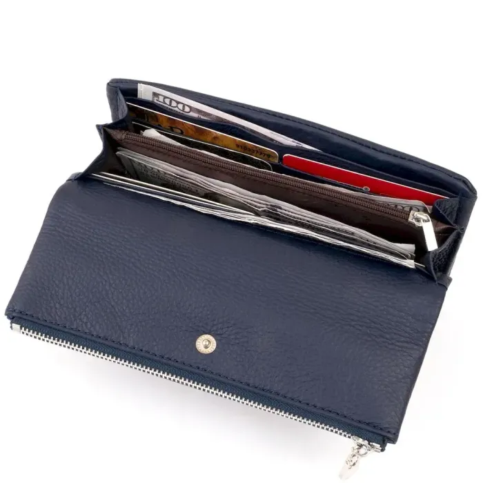 Клатч конверт с карманом для мобильного кожаный женский ST Leather 19272 Синий