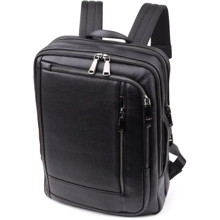 Практичний чоловічий рюкзак з натуральної шкіри Vintage 23051 Чорний