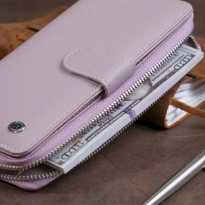 Вертикальний місткий гаманець зі шкіри ST Leather 19302 Ліловий