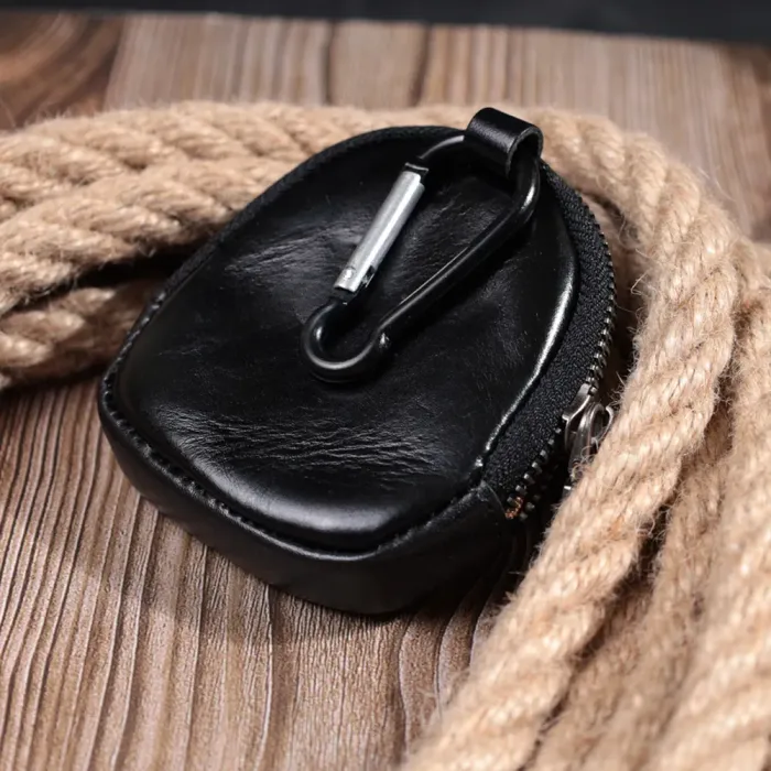 Гаманець для монет компактного розміру з натуральної шкіри Vintage 15081 Чорний