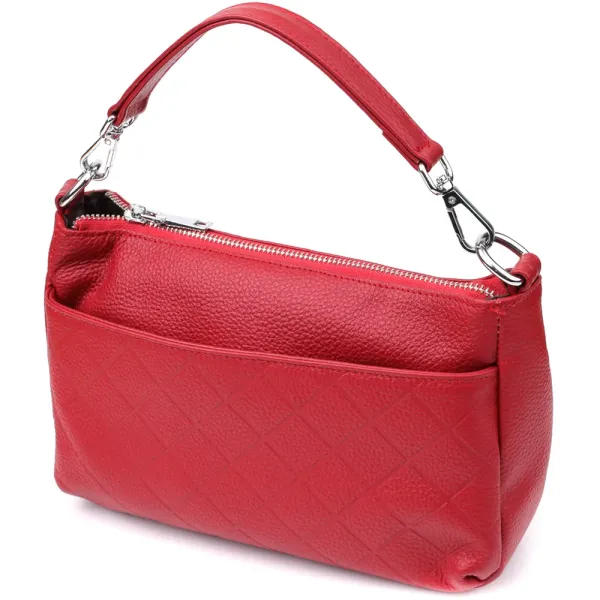 Жіноча шкіряна сумка з двома зручними ремінцями Vintage 22927 Червоний