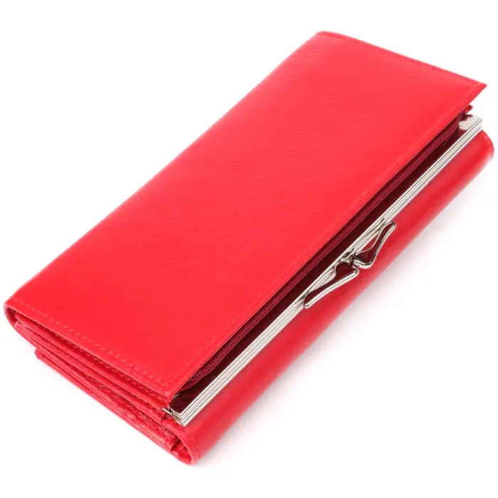 Яскравий жіночий гаманець на магнітах із натуральної шкіри ST Leather 23114 Червоний