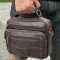 Чоловіча шкіряна сумка барсетка 24×16×6.5, месенджер через плече з коричневою ручкою BEXHILL 61881B