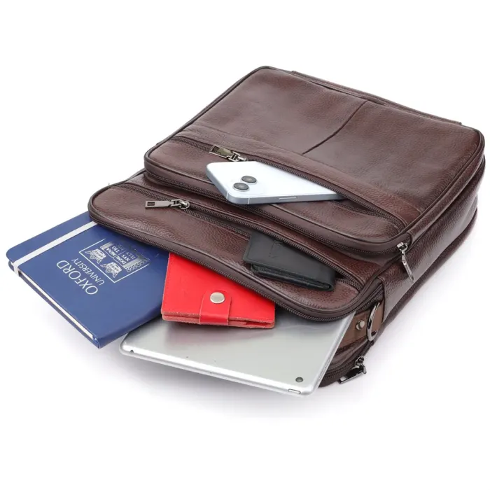 Сумка чоловіча з ручкою для перенесення в руці з натуральної шкіри Vintage 23030 Коричневий