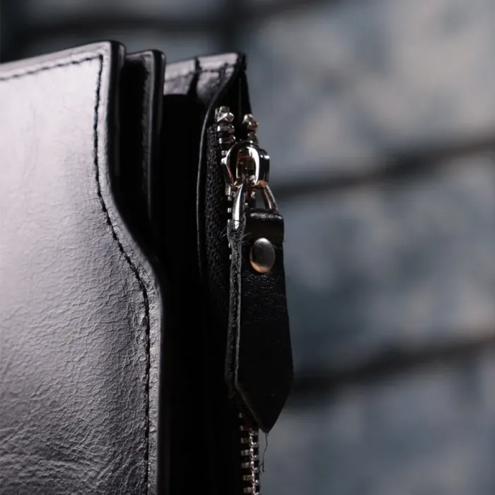 Вертикальний стильний гаманець із гладкої натуральної шкіри Vintage 22885 Чорний