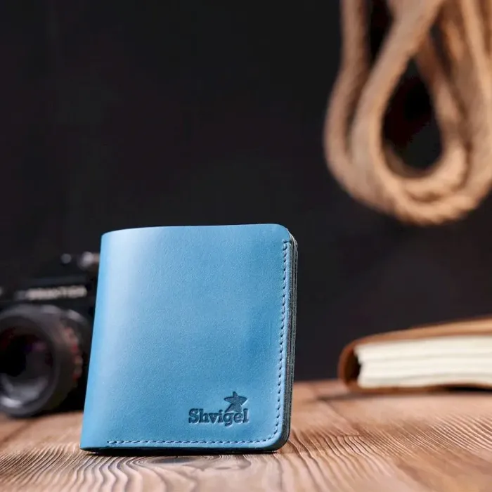 Шкіряне вінтажне портмоне Shvigel 16605 Синій