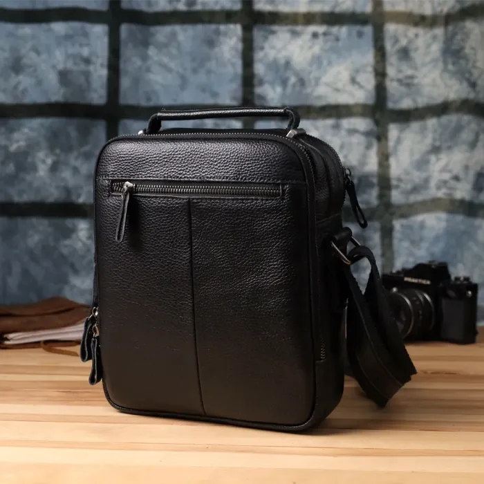Ділова чоловіча сумка з ручкою для перенесення в руці з натуральної шкіри Vintage 23034 Чорний