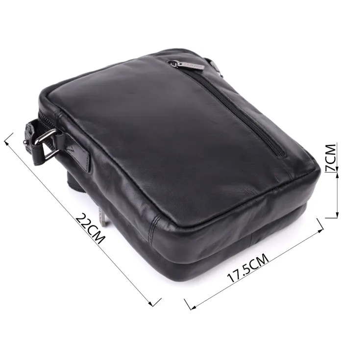 Стильна чоловіча сумка через плече з натуральної шкіри Tony Perotti 20882_1 (6047 nero) Чорний