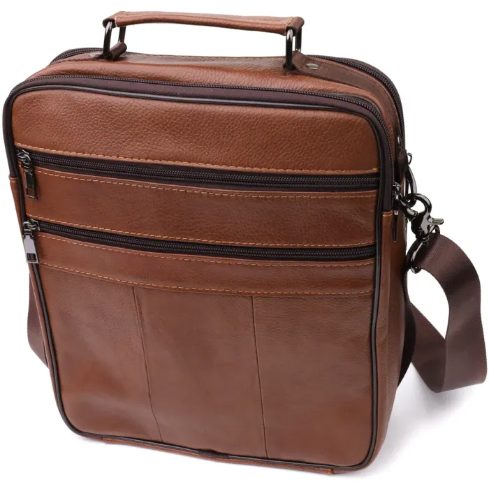 Зручна чоловіча сумка з ручкою для перенесення в руці з натуральної шкіри Vintage 23025 Світло-коричневий