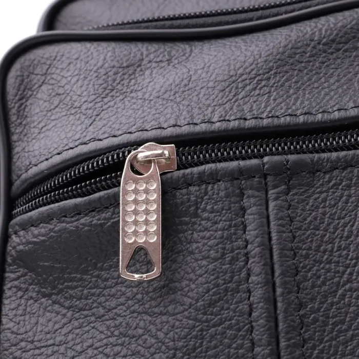 Містка чоловіча вертикальна сумка з натуральної шкіри Vintage 15111 Чорний