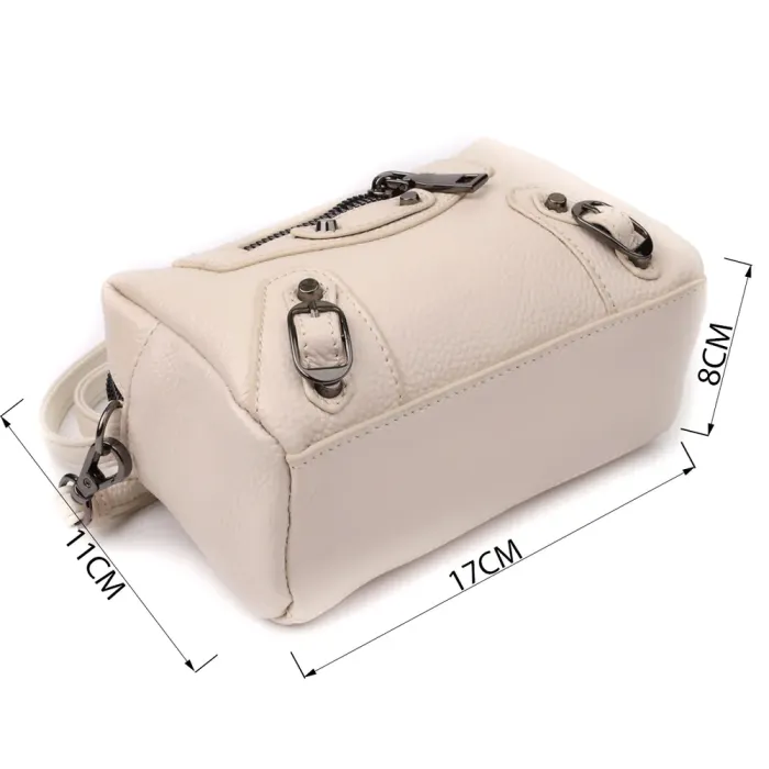 Компактна сумка жіноча з трендовим декором з натуральної шкіри Vintage 22923 Білий