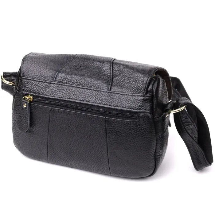 Сумка з натуральної шкіри для стильних жінок Vintage 22972 Чорний