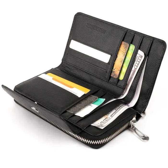 Гаманець зі шкіри на клямці ST Leather 19339 Чорний