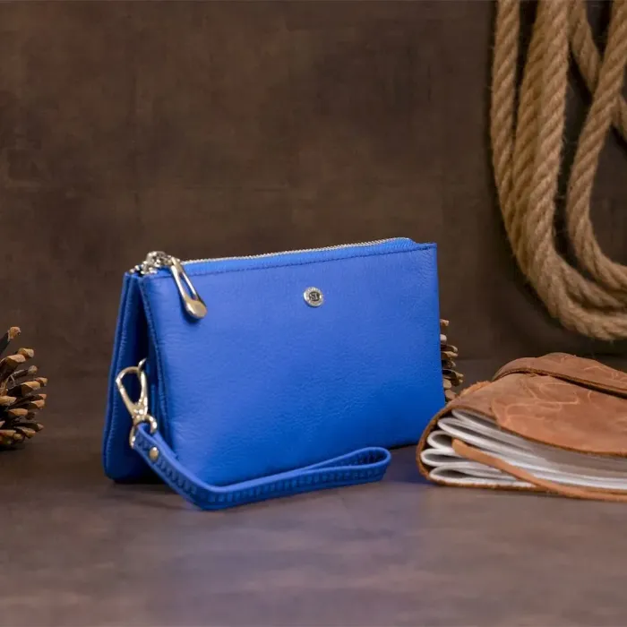 Вместительный клатч из двух частей женский ST Leather 19252 Синий