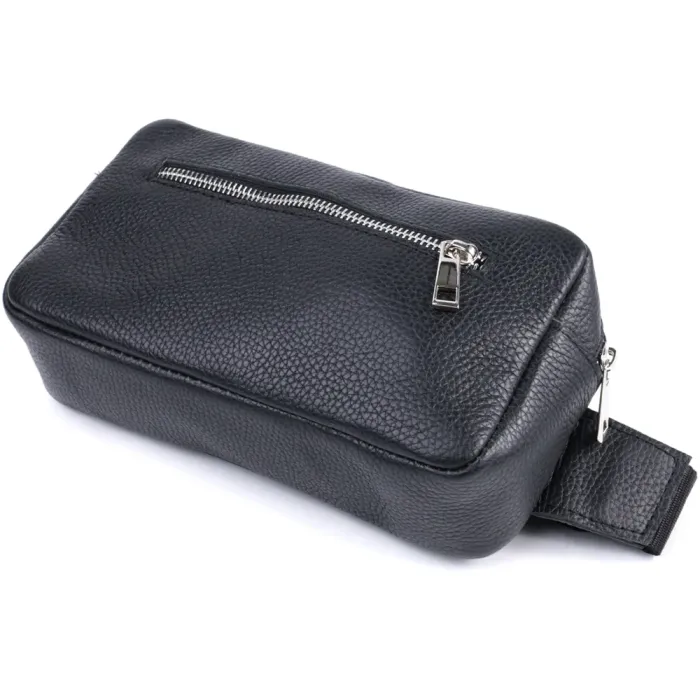 Чоловіча сумка-бананка з натуральної шкіри флотар Shvigel 22826 Чорна