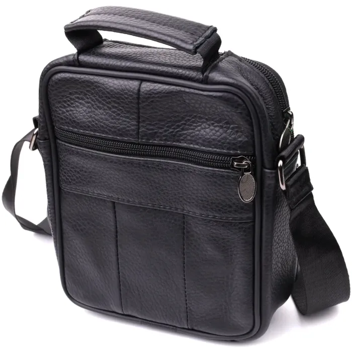 Практична вертикальна сумка з ручкою для чоловіків з натуральної шкіри Vintage 22864 Чорний