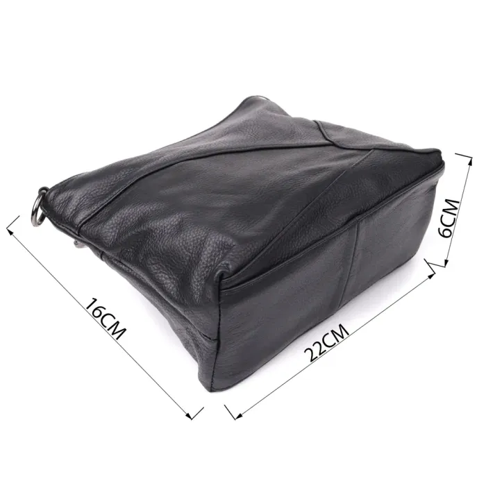 Невелика жіноча сумка з двома ремінцями з натуральної шкіри Vintage 23014 Чорний