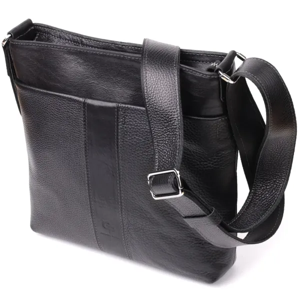 Красива сумка через плече для чоловіків із натуральної шкіри GRANDE PELLE 22883 Чорна