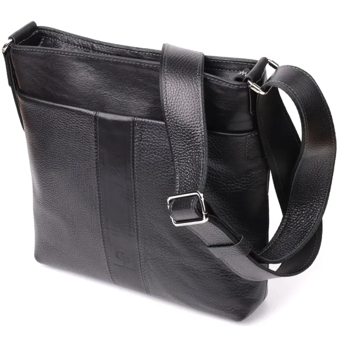 Красива сумка через плече для чоловіків із натуральної шкіри GRANDE PELLE 22883 Чорна