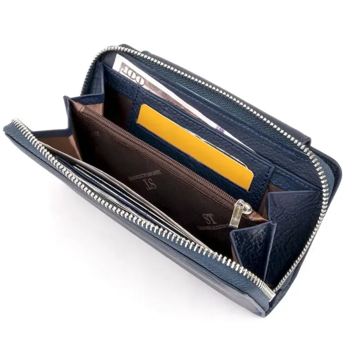 Кошелек из кожи на защелке ST Leather 19340 Темно-синий