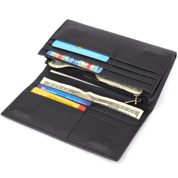 Жіночий вертикальний гаманець із натуральної шкіри ST Leather 23084 Чорний