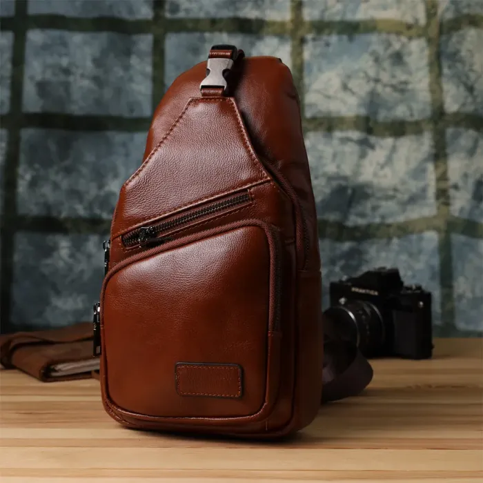 Зручна чоловіча сумка через плече з натуральної шкіри Vintage 23049 Рудий