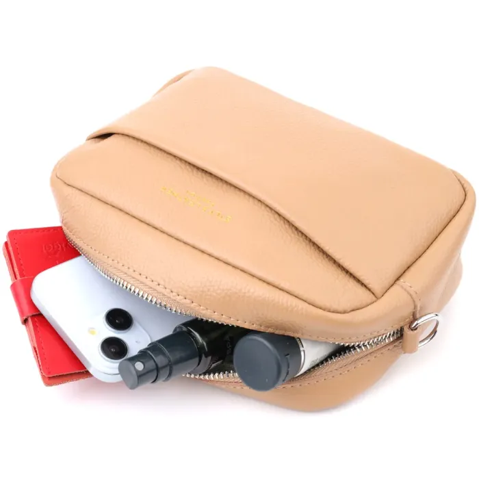 Жіноча сумка крос-боді з натуральної шкіри Vintage 15139 Бежевий