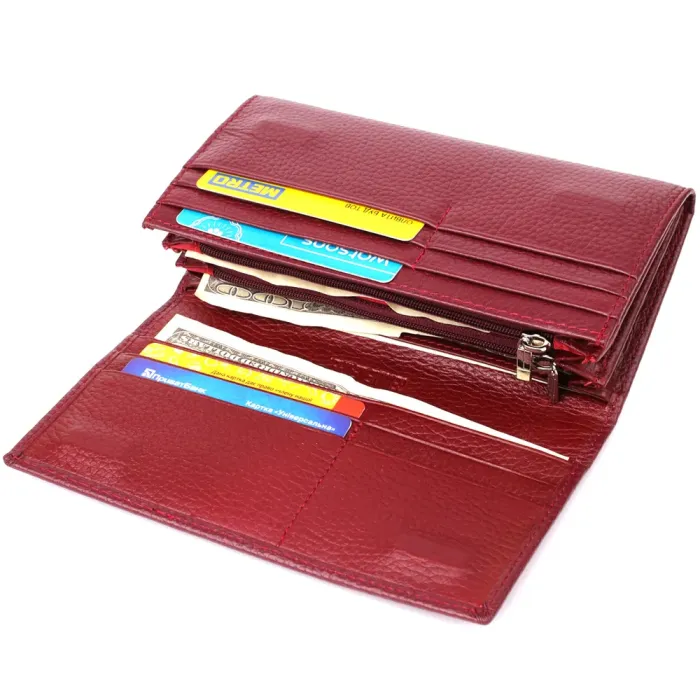 Практичний вертикальний гаманець із натуральної шкіри ST Leather 23085 Бордовий