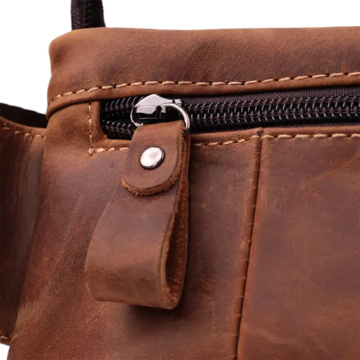 Вінтажна бананка для чоловіків з натуральної шкіри Vintage 15104 Коричневий