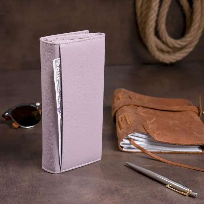 Гаманець шкіряний з механічною монетницею ST Leather 19276 Ліловий