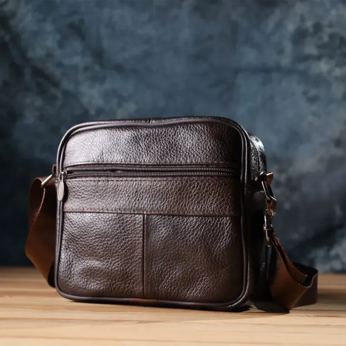 Горизонтальна зручна сумка з ручкою для чоловіків з натуральної шкіри Vintage 22940 Коричневий