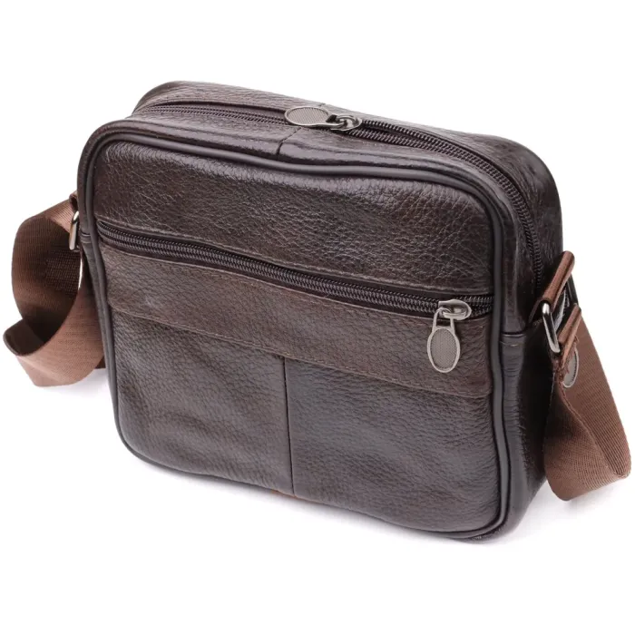 Горизонтальна зручна сумка з ручкою для чоловіків з натуральної шкіри Vintage 22940 Коричневий