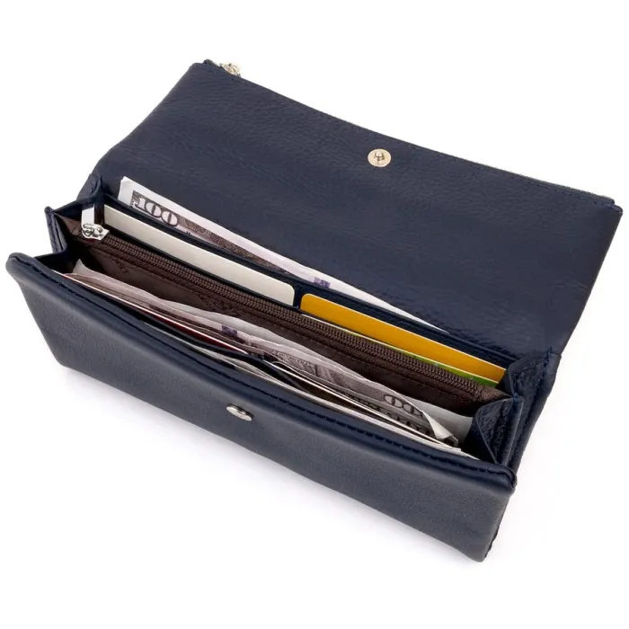 Клатч конверт с карманом для мобильного кожаный женский ST Leather 19272 Синий