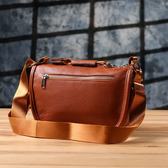 Зручна напівкругла сумка для жінок з натуральної шкіри Vintage 22906 Коричневий