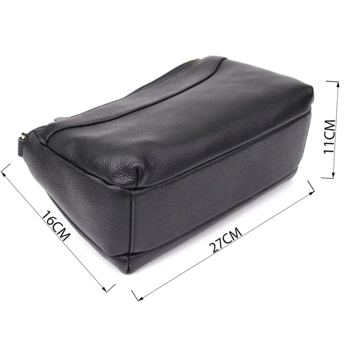 Класична жіноча сумка з жорстким дном із натуральної шкіри Vintage 22987 Чорний