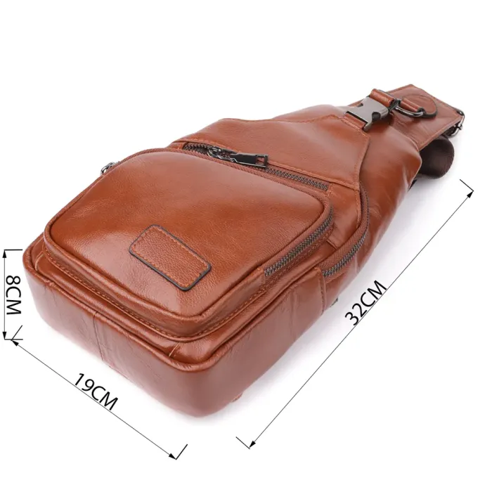 Зручна чоловіча сумка через плече з натуральної шкіри Vintage 23049 Рудий