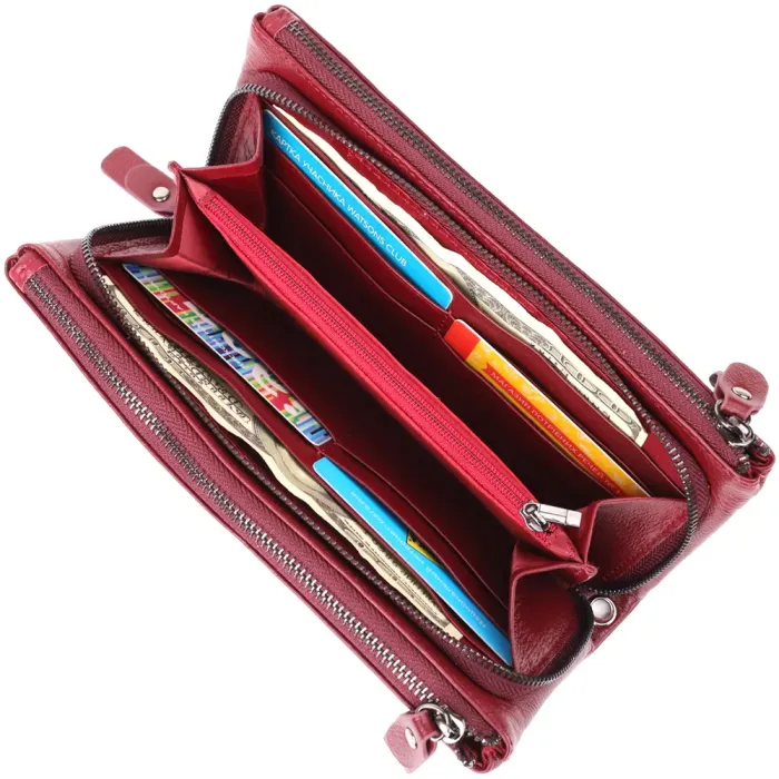 Шкіряний гаманець на три відділення ST Leather 23108 Бордовий