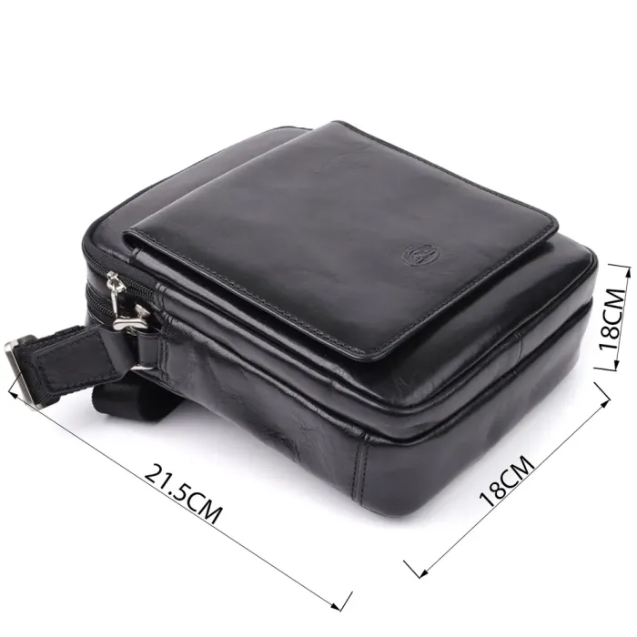 Відмінна чоловіча сумка з кишенями з гладкої натуральної шкіри Tony Perotti 20857_1 (9148-17 nero) Чорний