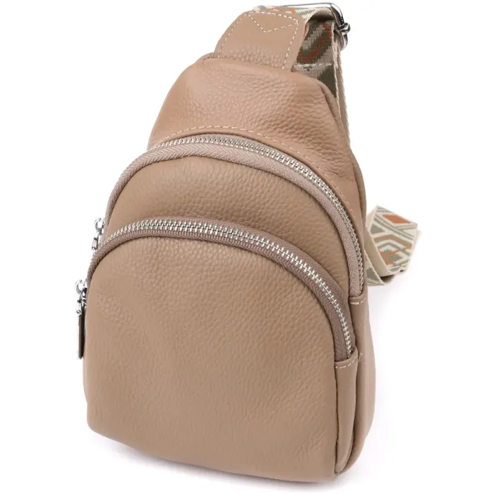 Слінг сумка з натуральної шкіри для жінок Vintage 22939 Бежевий