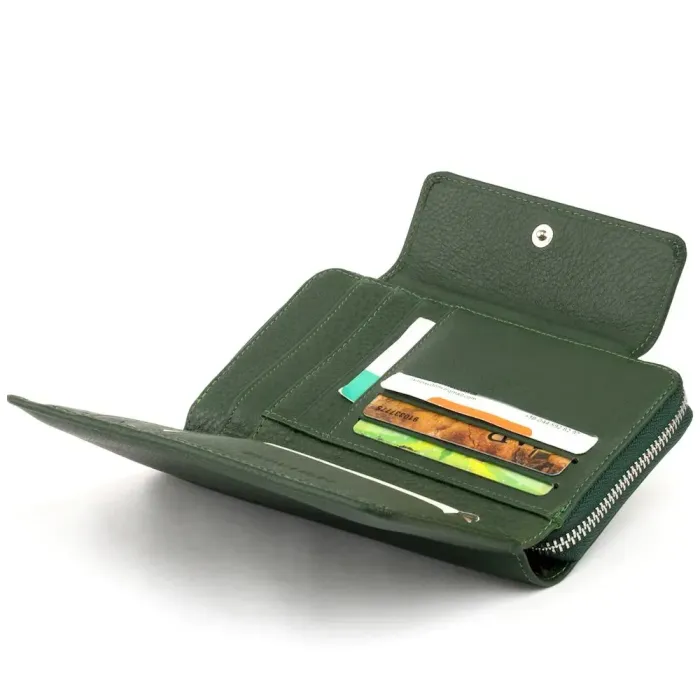 Гаманець зі шкіри на клямці ST Leather 19342 Зелений