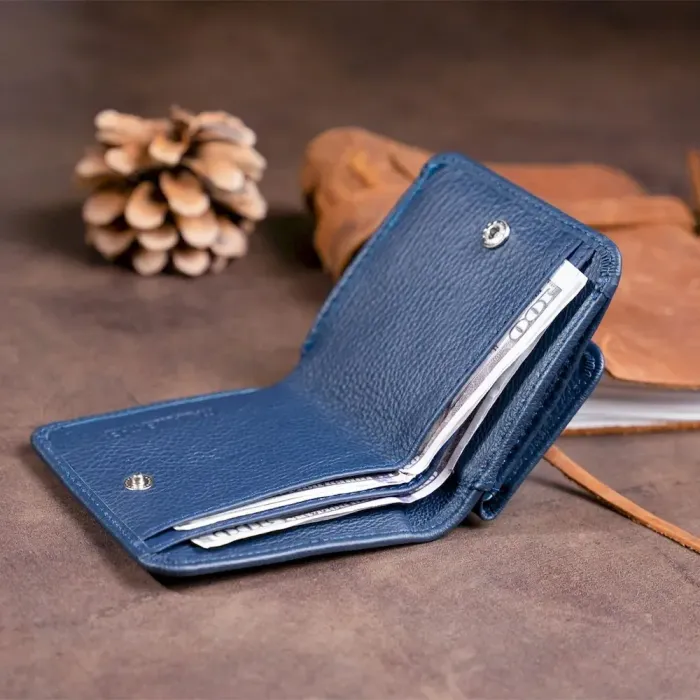Маленький гаманець на кнопці жіночий ST Leather 19237 Темно-синій