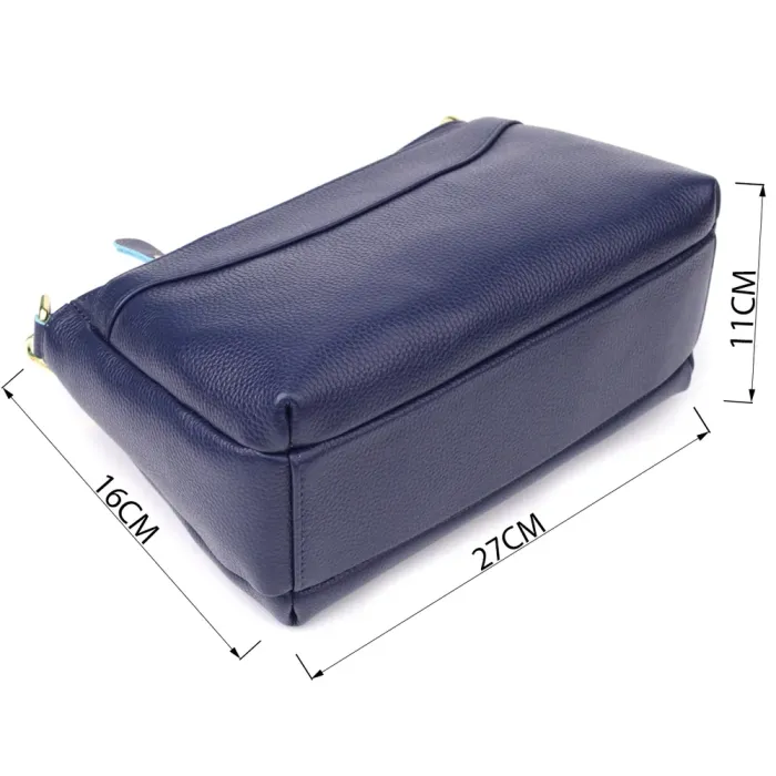 Елегантна жіноча шкіряна сумка з жорстким дном Vintage 22986 Синій