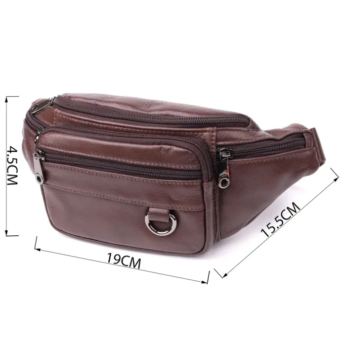 Практична бананка для чоловіків із натуральної шкіри Vintage 15107 Темно-коричневий